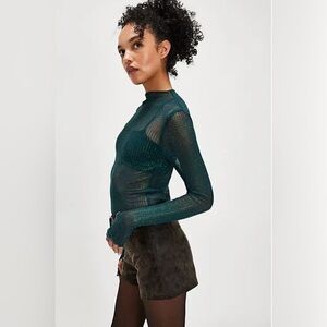 Free People Intimately Dance All Night Long Sleeve - Uncut Emerald Size Large